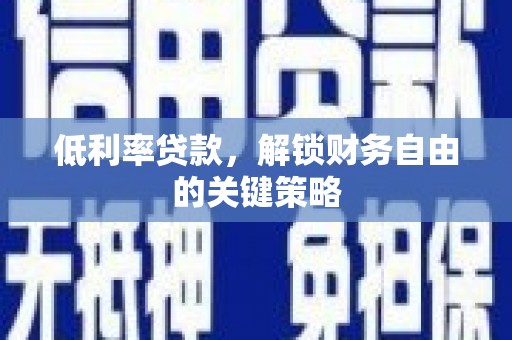 埤头低利率贷款，解锁财务自由的关键策略